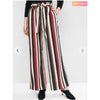 Zaful- Striped Palazzo Paperbag Pants - Multi-a