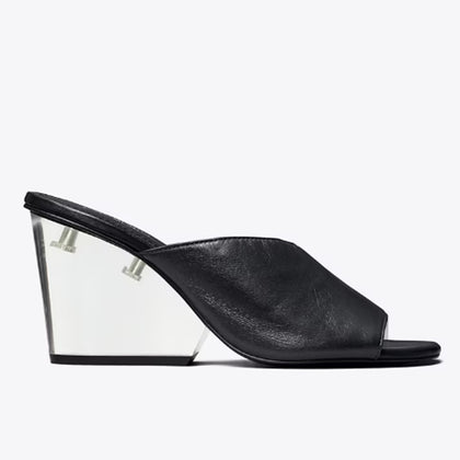 Tory Burch- Asymmetrical Heeled Mule Sandal - Perfect Black