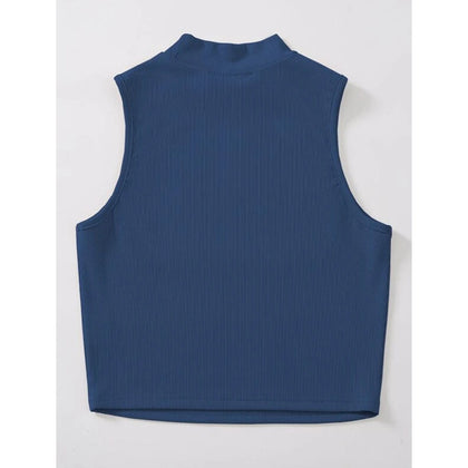 Romwe- Mock Neck Solid Tank Top