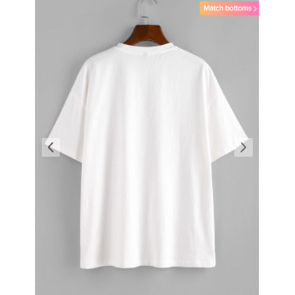 Zaful- Vaccinated And Safe Slogan Oversized T Shirt - White