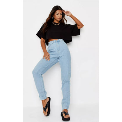 Missguided- Black Drop Shoulder Oversized Crop Top