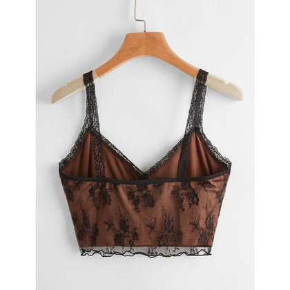 Romwe- Contrast Lace Crop Cami