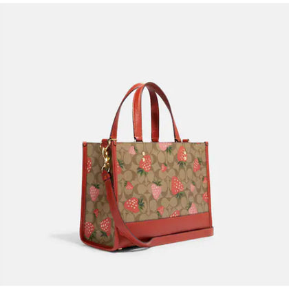 Coach- Dempsey Carryall In Signature Canvas With Wild Strawberry Print - Gold/Khaki Multi