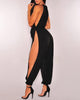 Chicme- Sleeveless Ruched Slit Jumpsuit (BLACK)
