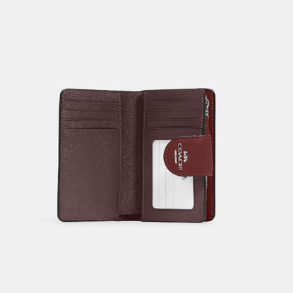 Coach- Medium Corner Zip Wallet (Silver/Wine)