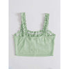 Romwe- Ruched Bust Frilled Crop Cami Top (Mint Green)