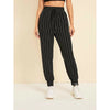 Romwe- Drawstring Waist Slant Pocket Striped Carrot Pants