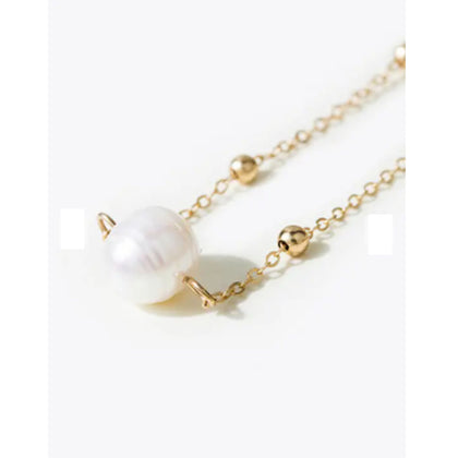 Zaful- Faux Pearl Collarbone Necklace - Golden
