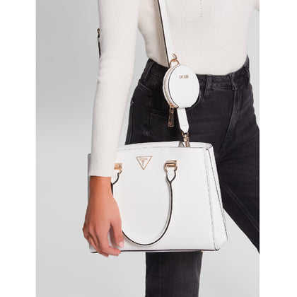 Guess- Alexie Logo Girlfriend Satchel (White Multi)