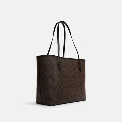 Coach- City Tote In Signature Canvas (Gold/Brown Black)