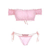 Zaful- Chiffon Frilled Tied Sheer Lingerie Set - Light Pink