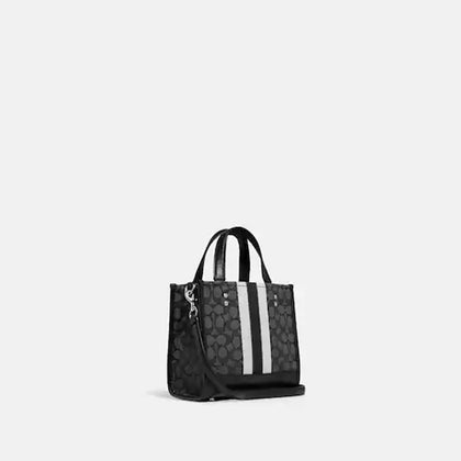 Coach- Dempsey Tote 22 In Signature Jacquard With Stripe And Coach Patch- Silver/Black Smoke Black Multi