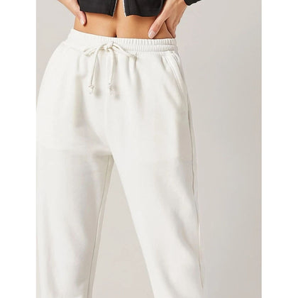 Romwe- Drawstring Waist Solid Sweatpants