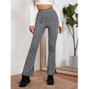 Romwe- Gingham High-Rise Flare Leg Pants