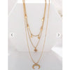 Zaful- Moon Stars Pattern Multi-layer Pendant Necklace - Gold