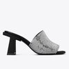 Tory Burch- Block T Chainmail Mule Sandal - Silver / Perfect Black