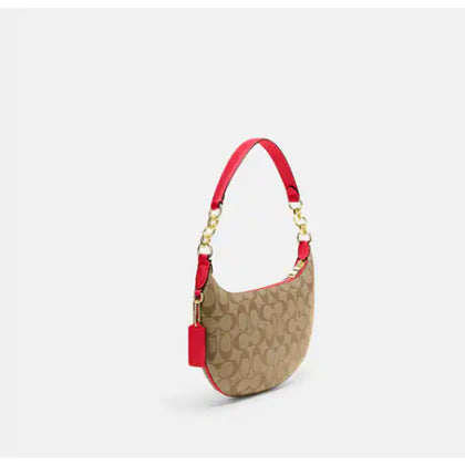 Coach- Payton Hobo In Signature Canvas - Im/Khaki/Electric Red
