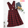 Zaful- Plaid Tartan Criss Cross Suspender Pleated Skirt - Red