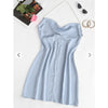 Zaful- Faux Pearl Halter Mini Party Dress - Light Blue