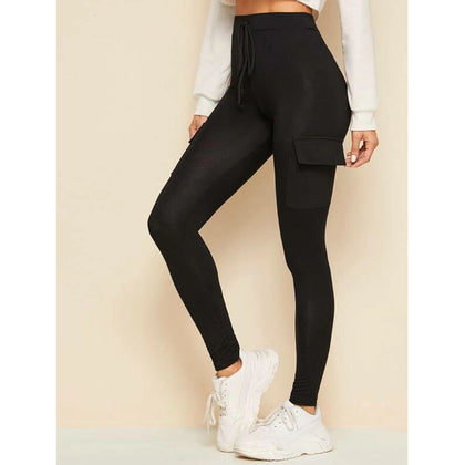 Romwe- Black High Waist Cargo Leggings