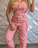 Chicme- Pocket Design Cargo Suspender Jumpsuit (PINK)