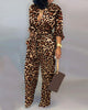 Chicme- Leopard Print Button Design Wide Leg Jumpsuit