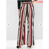 Zaful- Striped Palazzo Paperbag Pants - Multi-a