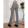 Romwe- Gingham High-Rise Flare Leg Pants