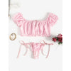 Zaful- Chiffon Frilled Tied Sheer Lingerie Set - Light Pink