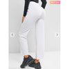 Zaful- Zip Front Pocket Raw Hem Straight Pants - White