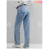 Zaful- High Waist Wide Leg Jeans - Light Blue