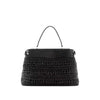 Guess- Liguria Crochet Straw Satchel (Black Floral Print)