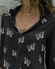 Chicme- Butterfly Print Button Design Blouse