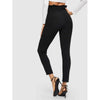 Romwe- Belted Paperbag Waist Skinny Pants