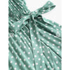 Zaful- Polka Dot Ruffles Tie Waist Midi Dress - Green S