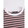 Romwe- Contrast Neck Lettuce Edge Striped Tee