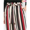 Zaful- Striped Palazzo Paperbag Pants - Multi-a