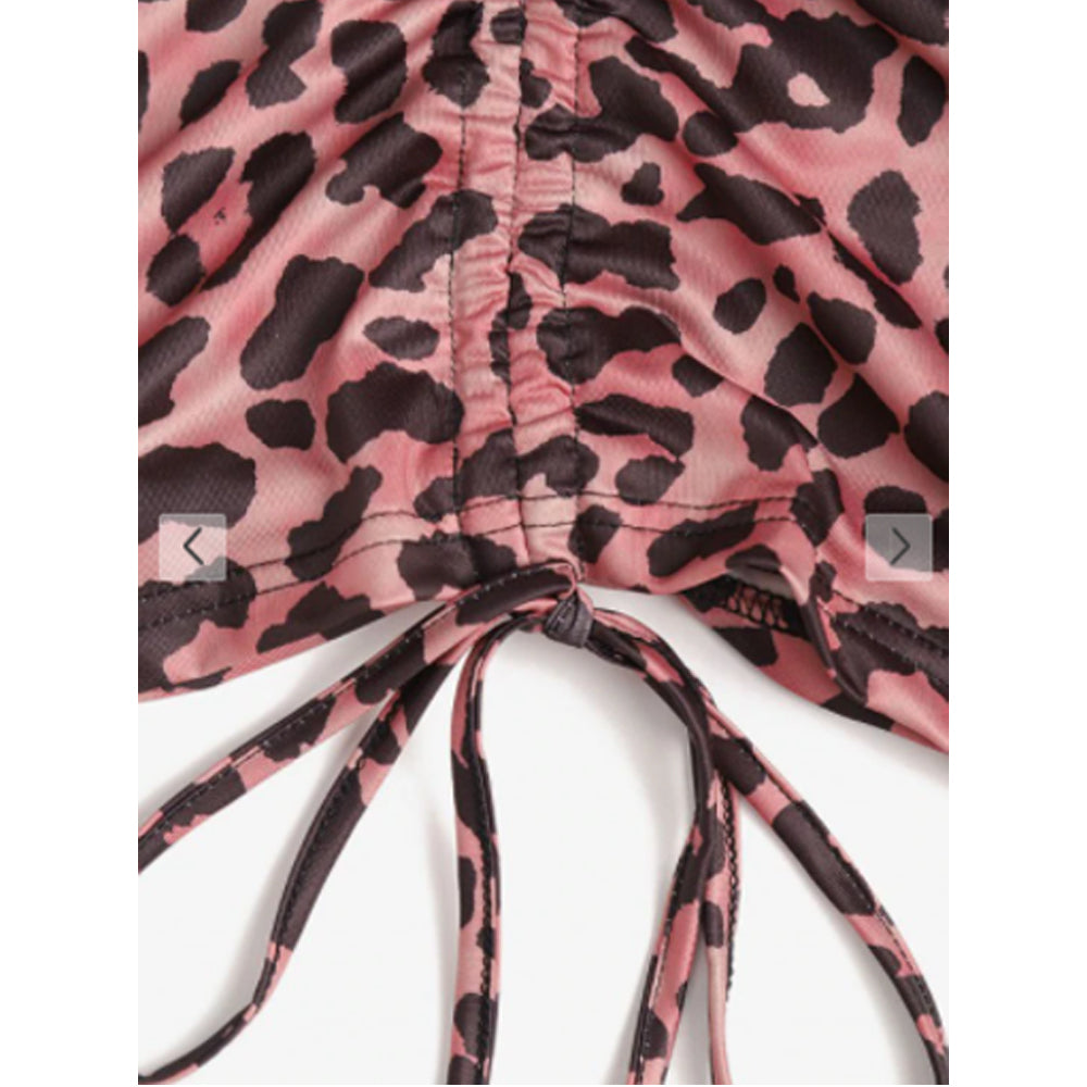 Zaful- Leopard Cinched Bodycon Dress - Deep Coffee