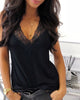 Chicme- Sleeveless V-Neck Lace Insert Casual Top