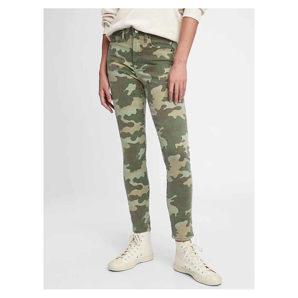 Gap- Olive Green Camo High Rise True Skinny Camo Jeans with Secret Smoothing Pockets