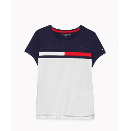 Tommy Hilfiger- Classic White/ Multi TH Kids Colorblock T-Shirt For Girl