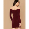 Romwe- Off Shoulder Ruched Bodycon Dress