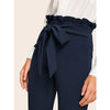 Romwe- Belted Paperbag Waist Skinny Pants