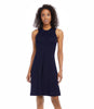 Karen Kane- Hi Neck A Line Dress (NAVY)