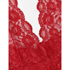 Romwe- Scalloped Trim Floral Lace Teddy Bodysuit