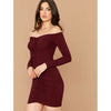 Romwe- Off Shoulder Ruched Bodycon Dress