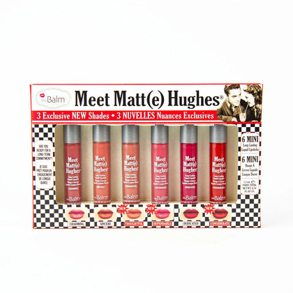 The Balm- Meet Matte Hughes®- Vol 14 مجموعة من 6 أحمر شفاه سائل صغير يدوم طويلاً