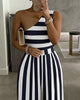 Chicme- One Shoulder Striped Colorblock Jumpsuit