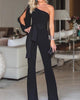 Chicme- Stylish One Shoulder Slit Sleeve Jumpsuit