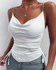 Chicme- Ruched Drawstring Cowl Neck Cami Top